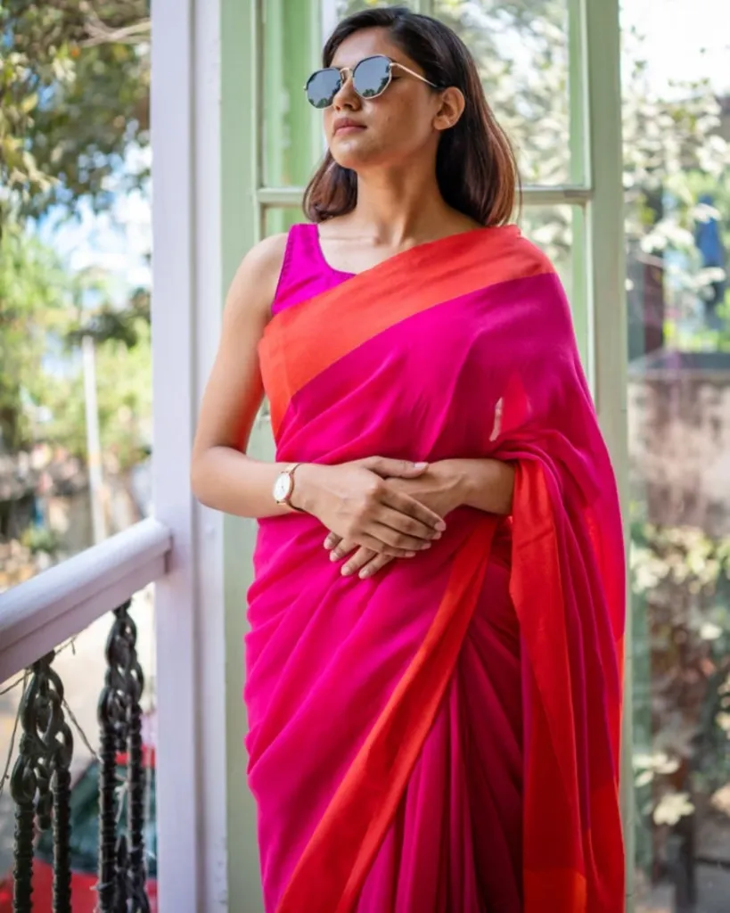 Pink & Orange Bengal Cotton Saree